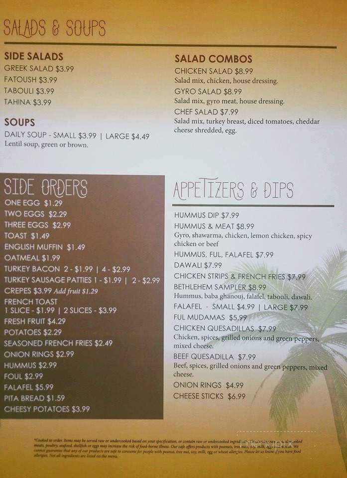 Bethlehem Cafe - Blue Springs, MO menu_pic