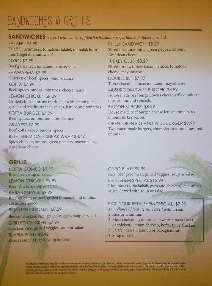 Bethlehem Cafe - Blue Springs, MO menu_pic