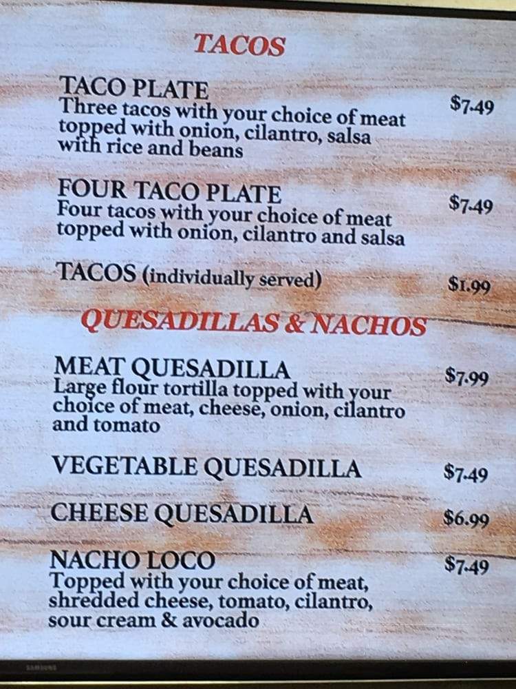 Taqueria Las Virgenes - Calabasas, CA menu_pic