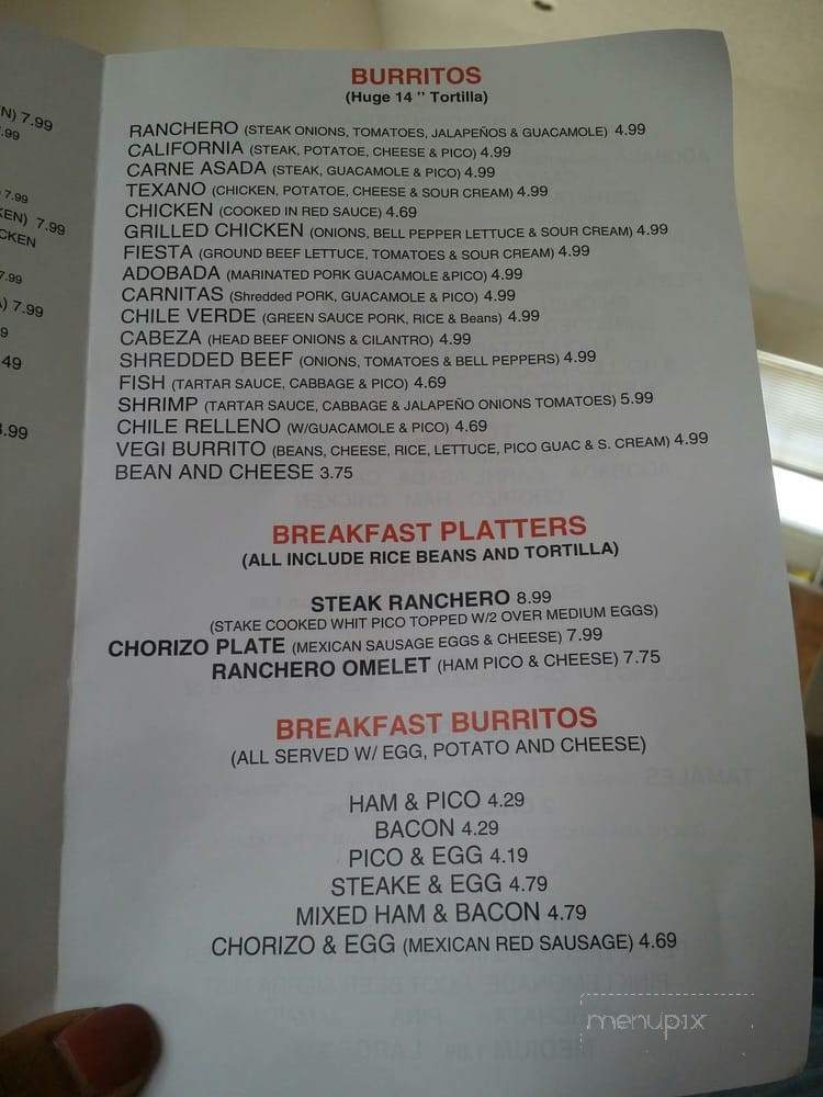 Ranchero’s Mexican Food - Independence, MO menu_pic