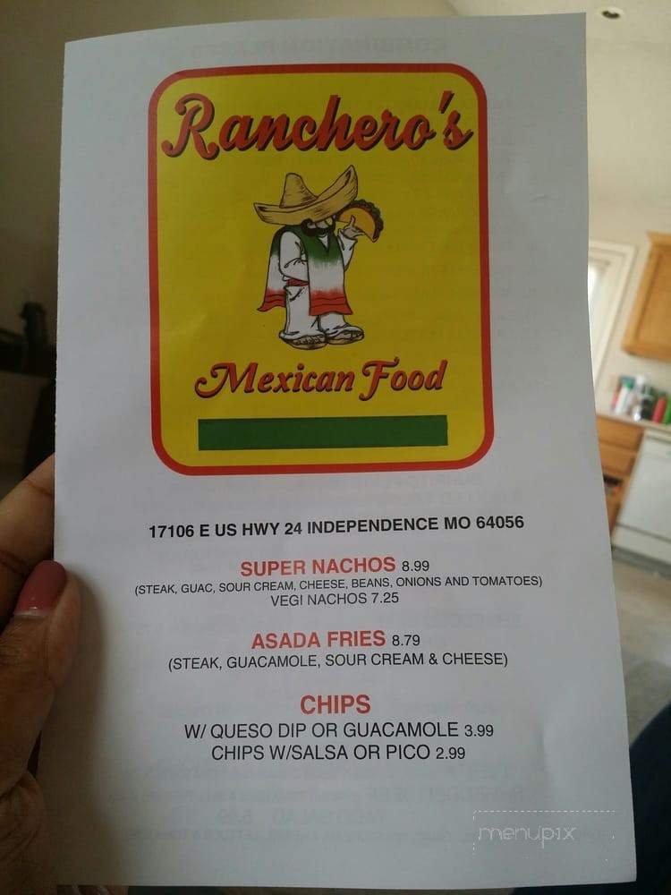 Ranchero’s Mexican Food - Independence, MO menu_pic
