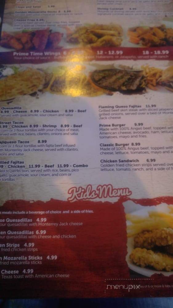 Prime Time Bar And Grill - Dallas, TX menu_pic