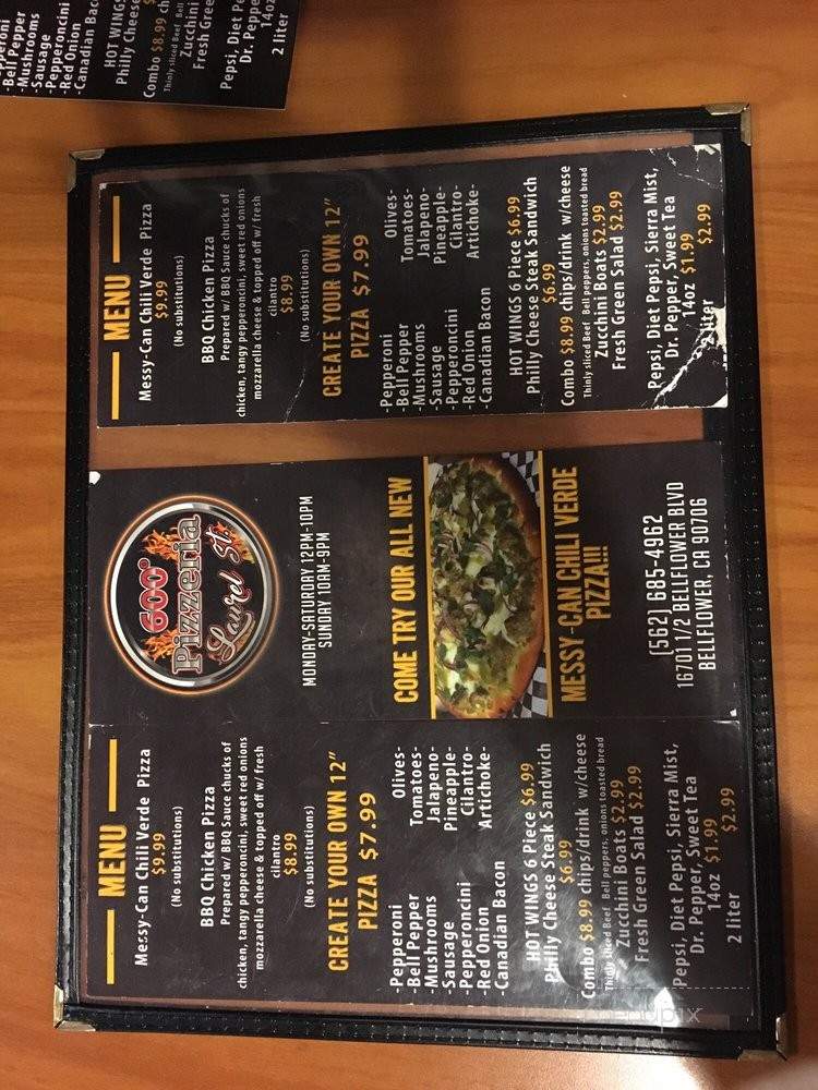 600 Degrees Pizzeria - Bellflower, CA menu_pic