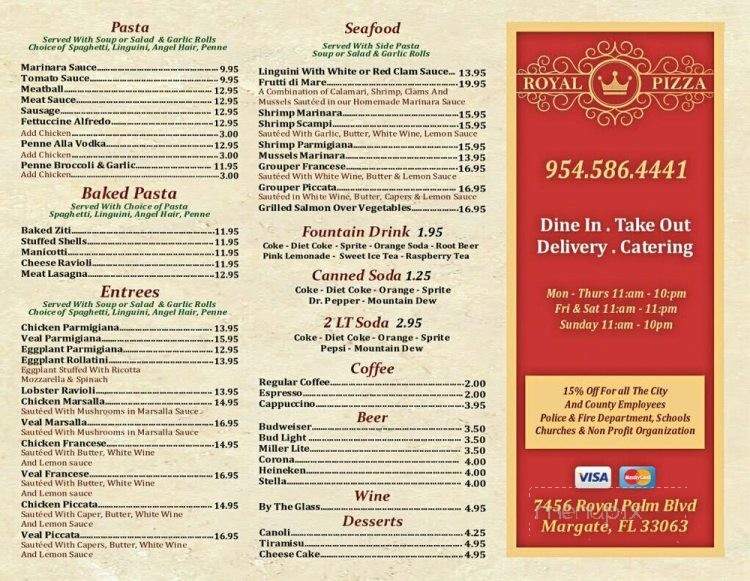 Royal Pizza and Restaurant - Margate, FL menu_pic