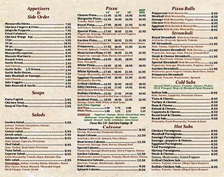 Royal Pizza and Restaurant - Margate, FL menu_pic