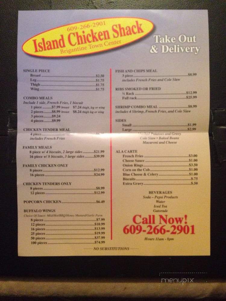 Island Chicken Shack - Brigantine, NJ menu_pic