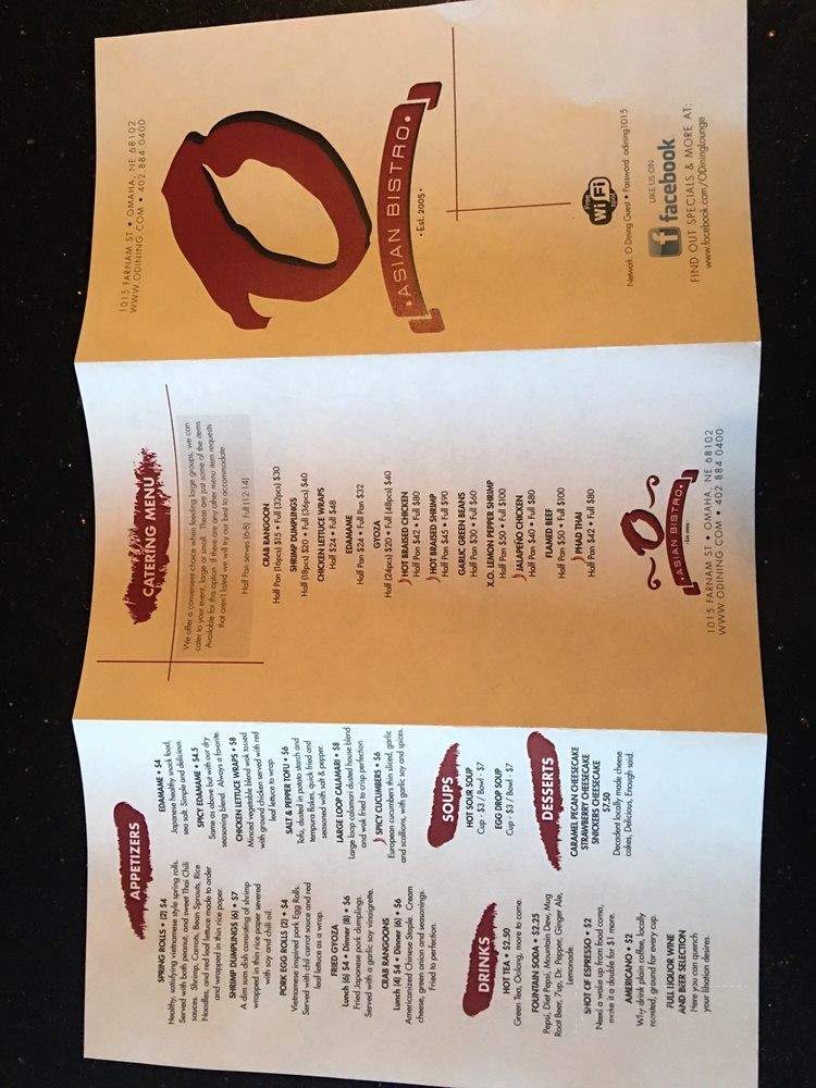 O Dining & Lounge - Omaha, NE menu_pic