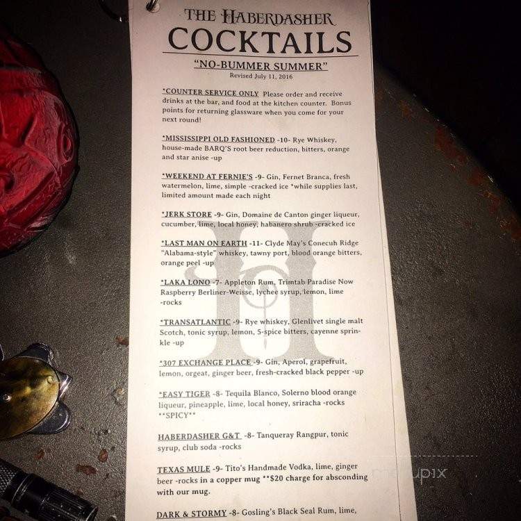The Haberdasher - Mobile, AL menu_pic