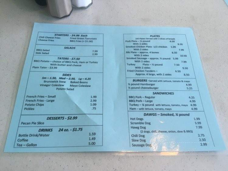Young House BBQ - Lineville, AL menu_pic