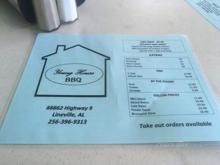Young House BBQ - Lineville, AL menu_pic