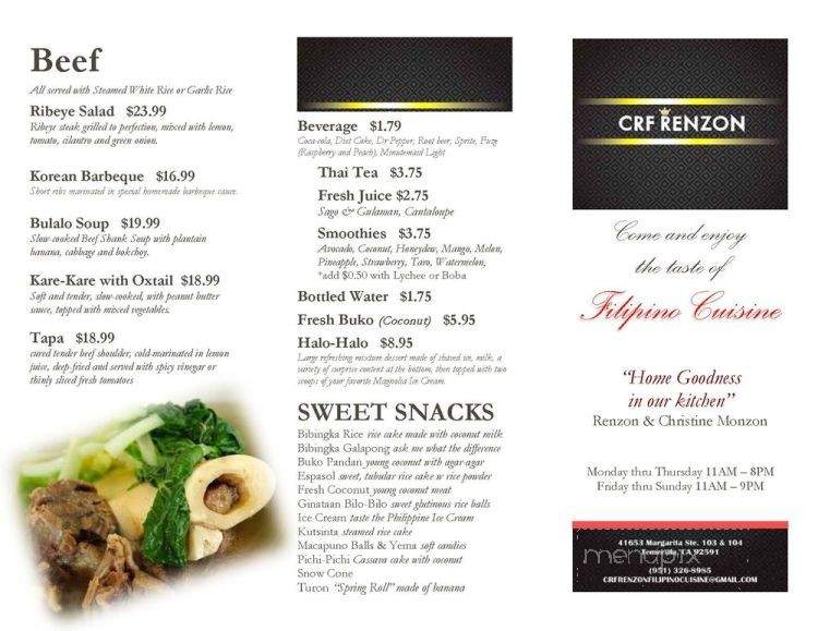 CRF Renzon - Temecula, CA menu_pic