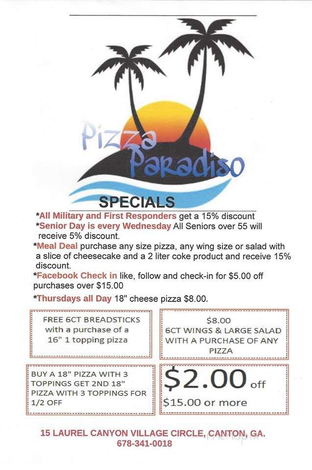 Pizza Paradiso - Canton, GA menu_pic