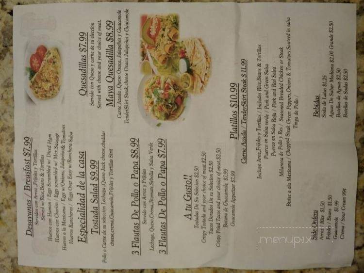 Taqueria Maya - Palatine, IL menu_pic