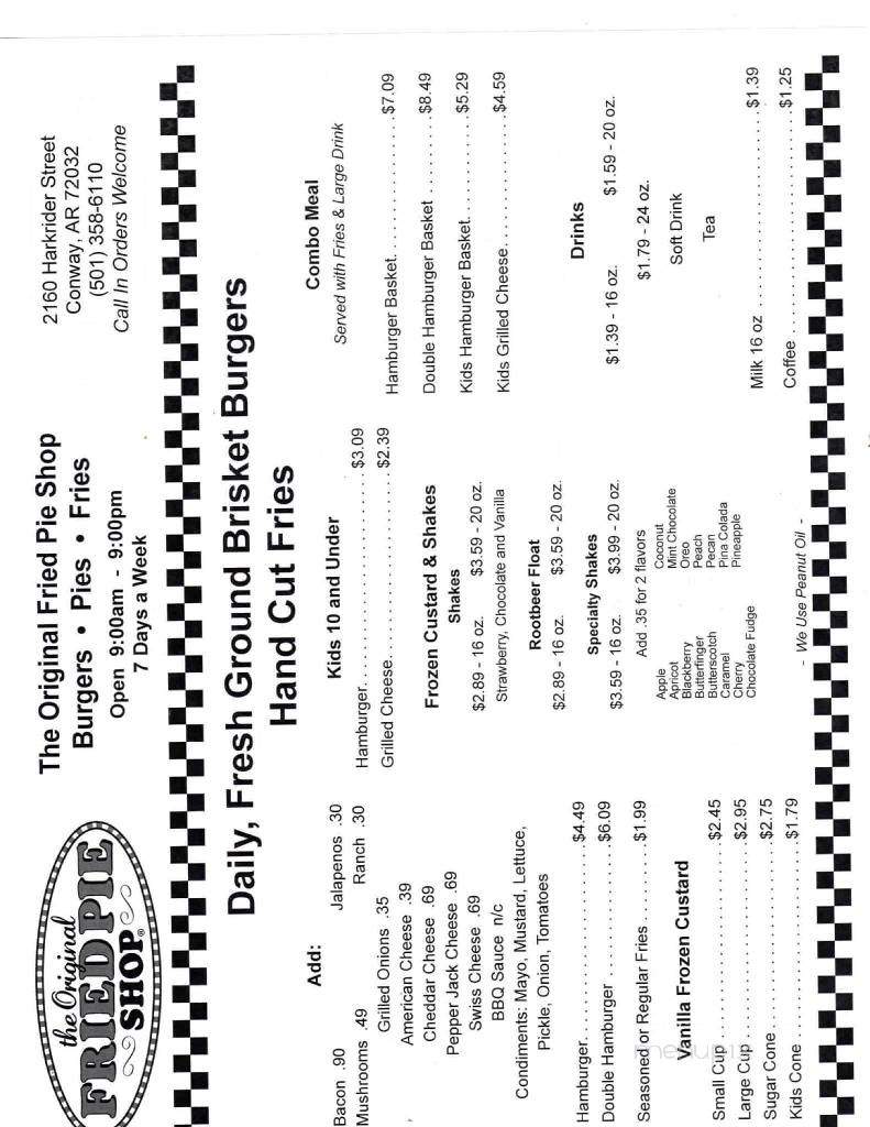 Burgers Pies And Fries - Conway, AR menu_pic