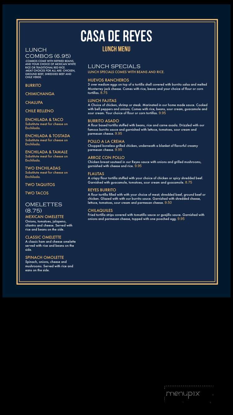 Casa De Reyes - Sweet Home, OR menu_pic