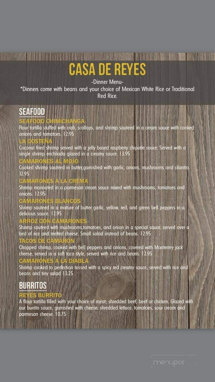 Casa De Reyes - Sweet Home, OR menu_pic