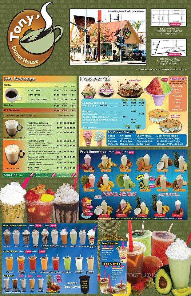 Tony's Donuts - Bell, CA menu_pic
