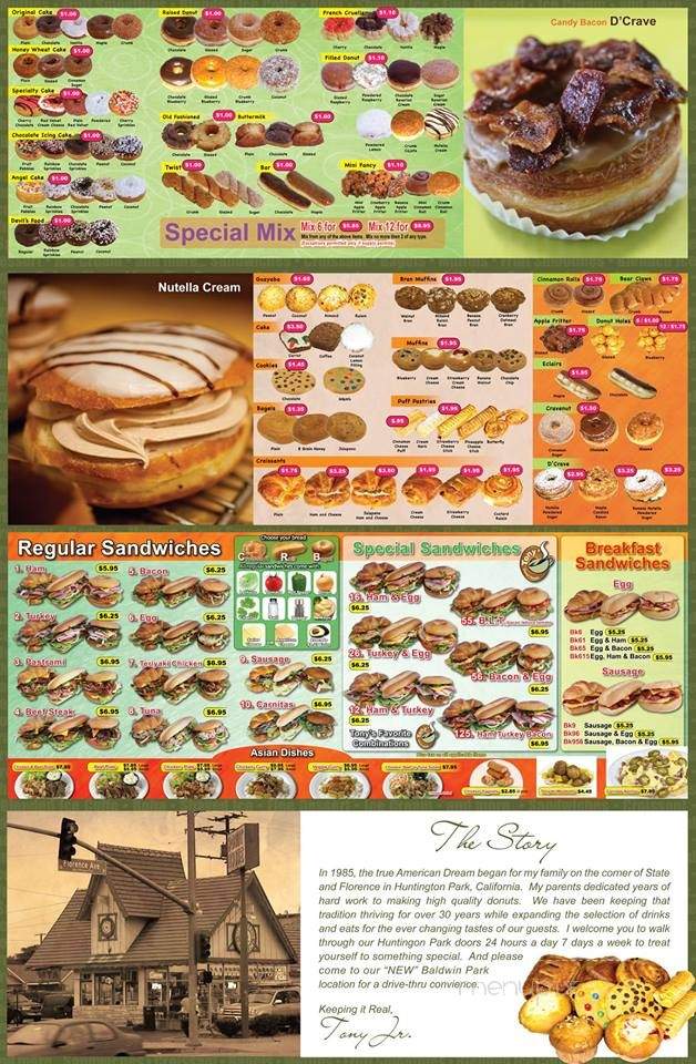 Tony's Donuts - Bell, CA menu_pic