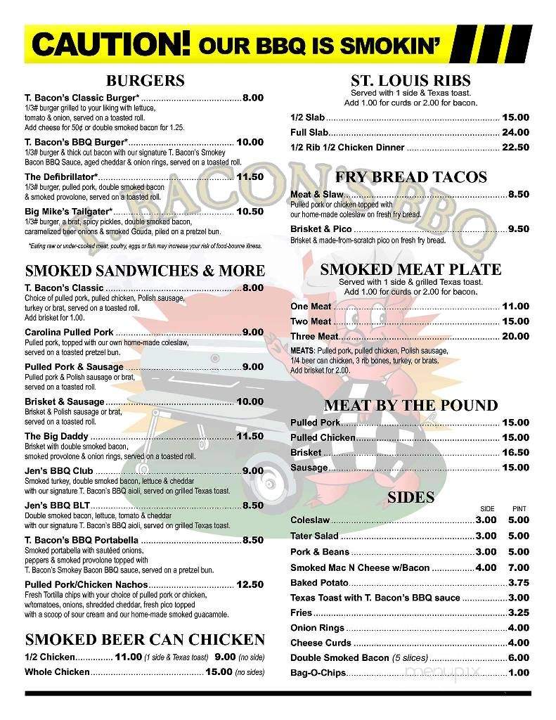 T.Bacon's BBQ - Ashwaubenon, WI menu_pic