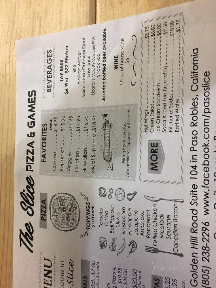 The Slice - Paso Robles, CA menu_pic