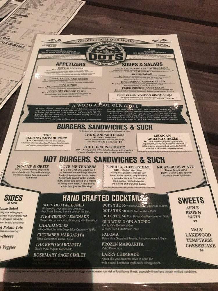 Dot's Hop House & Cocktail Courtyard - Dallas, TX menu_pic