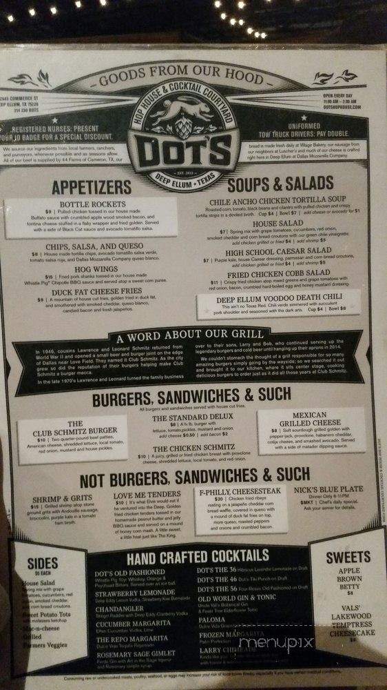 Dot's Hop House & Cocktail Courtyard - Dallas, TX menu_pic