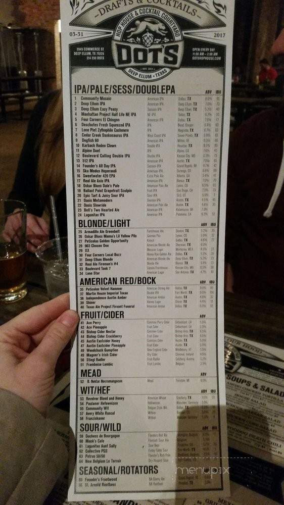 Dot's Hop House & Cocktail Courtyard - Dallas, TX menu_pic