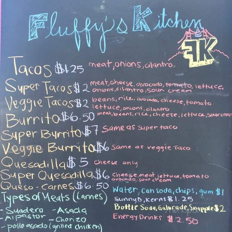 Fluffy's Kitchen - San Bruno, CA menu_pic