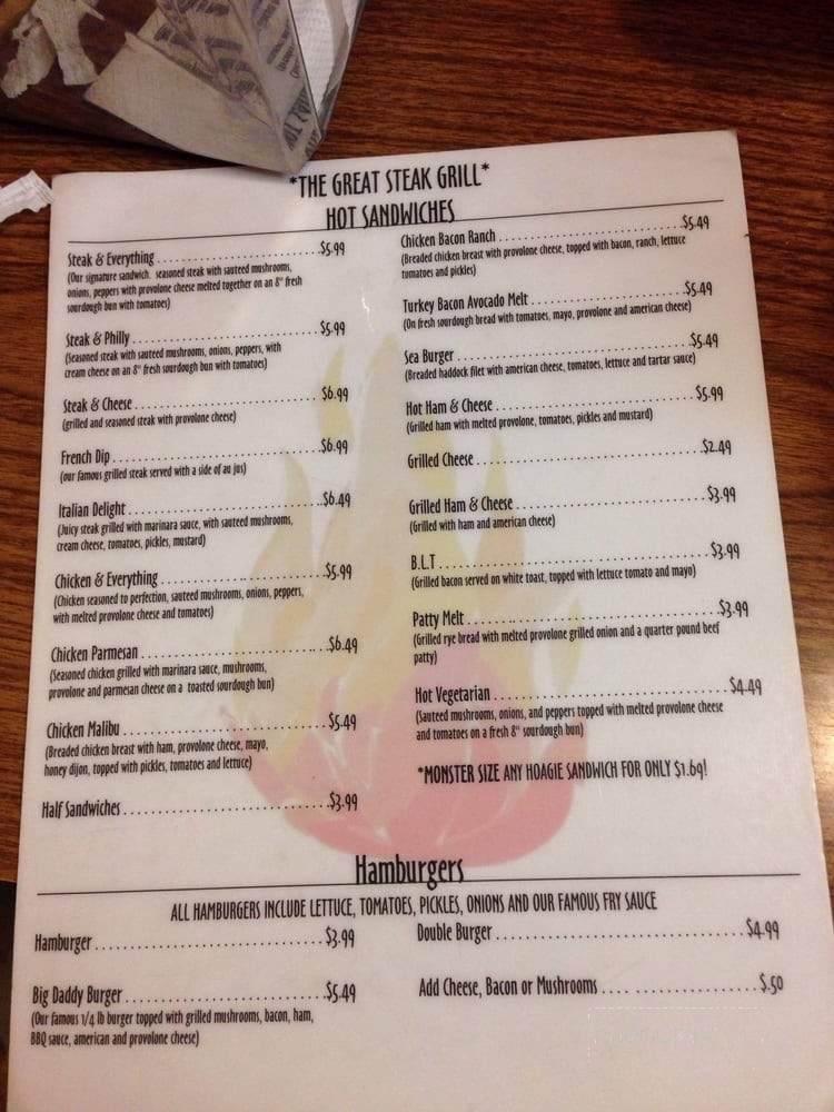 The Great Steak Grill - Provo, UT menu_pic