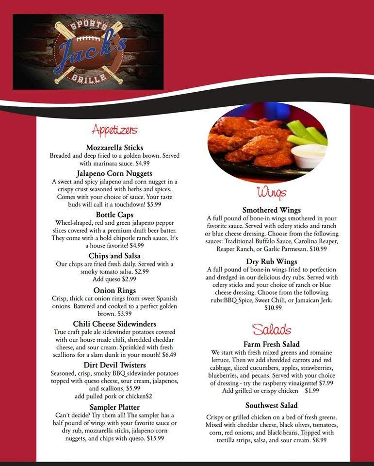Jack's Sports Grille - Mountain Grove, MO menu_pic