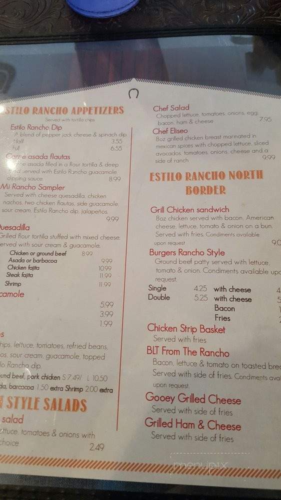 Estilo Rancho Grill - Kansas City, MO menu_pic