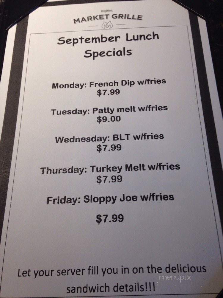 Hy-Vee Market Grille - Kansas City, MO menu_pic