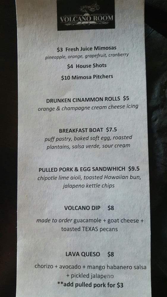 Volcano Room - Seabrook, TX menu_pic