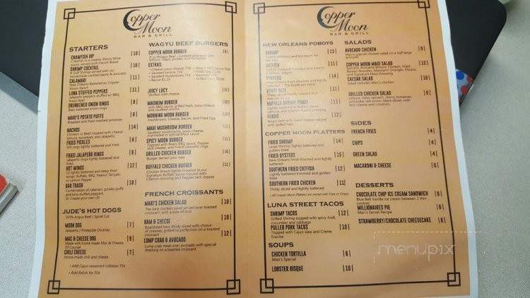 Copper Moon Bar & Grill - McAllen, TX menu_pic