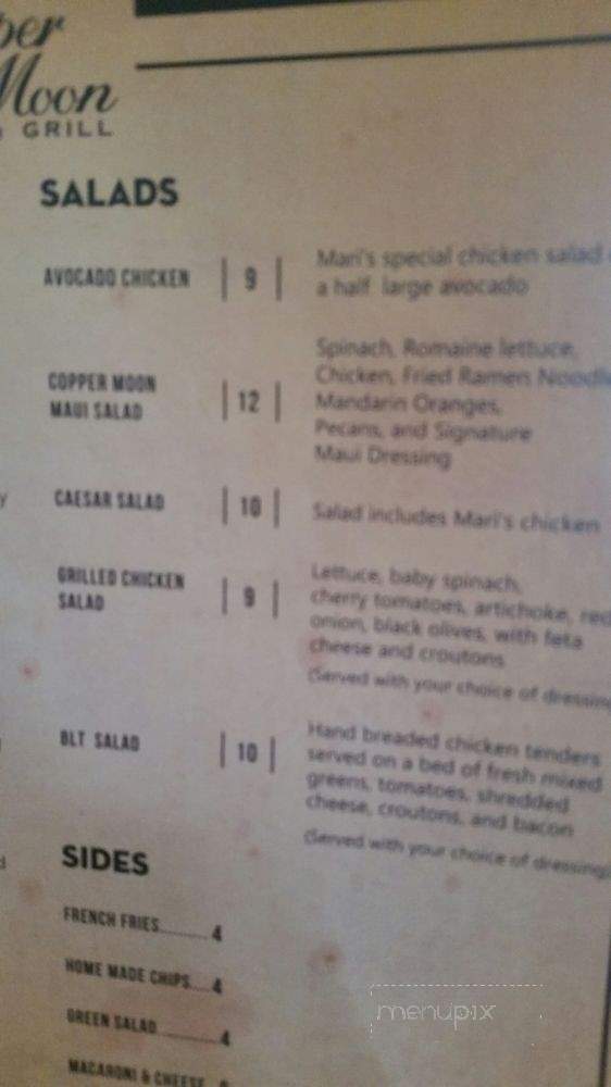 Copper Moon Bar & Grill - McAllen, TX menu_pic