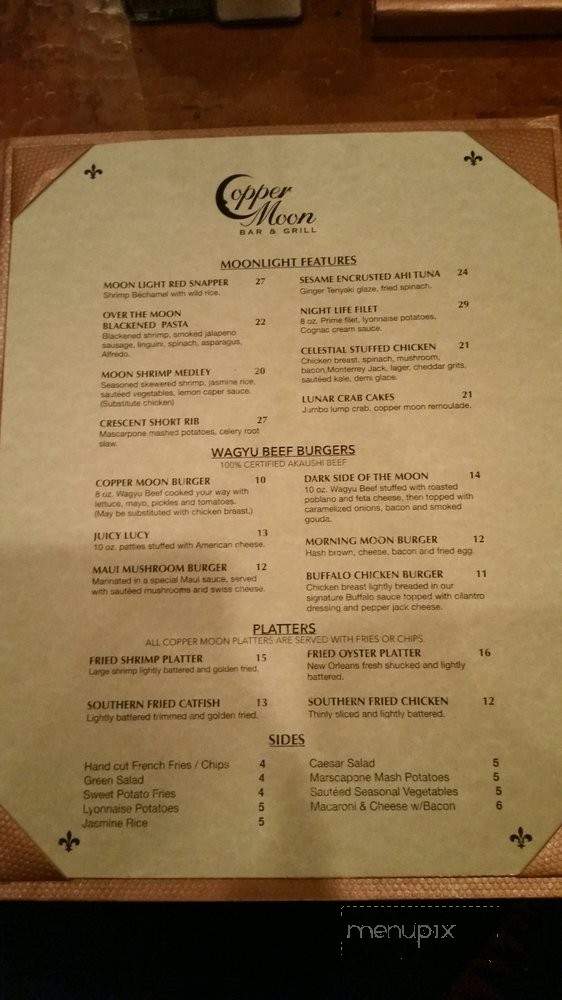 Copper Moon Bar & Grill - McAllen, TX menu_pic