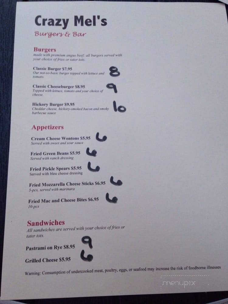 Crazy Mel's Burgers & Bar - Palm Springs, CA menu_pic