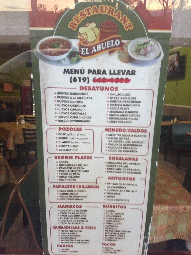 Restaurante Mexicano El Abuelo - National City, CA menu_pic