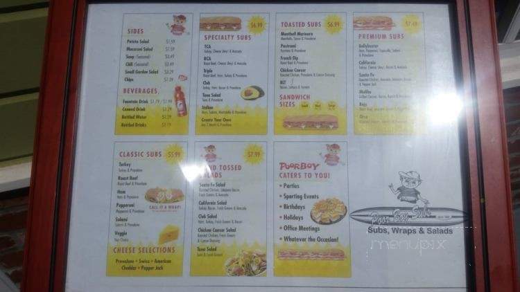 Poor Boy Subs - Carlsbad, CA menu_pic