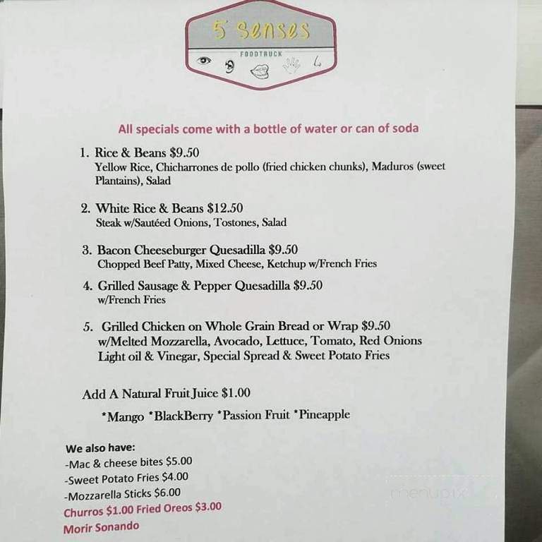 5 Senses Food Truck - Haverstraw, NY menu_pic
