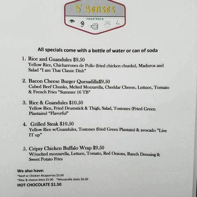 5 Senses Food Truck - Haverstraw, NY menu_pic
