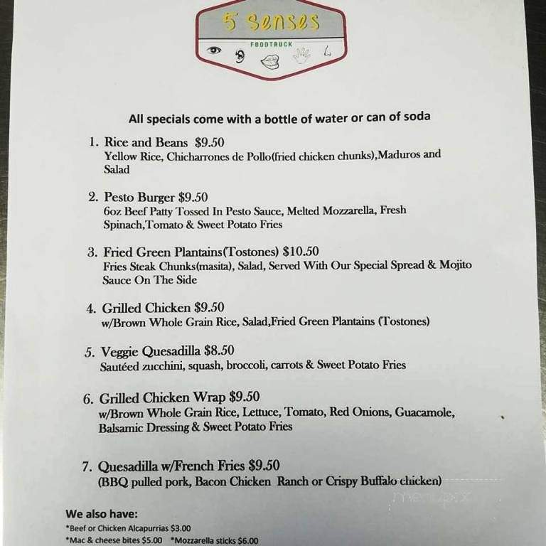 5 Senses Food Truck - Haverstraw, NY menu_pic