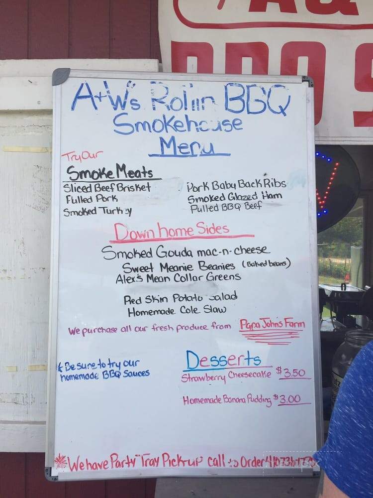 /28288186/A-and-Ws-Rollin-BBQ-Smoke-House-Menu-Millersville-MD - Millersville, MD