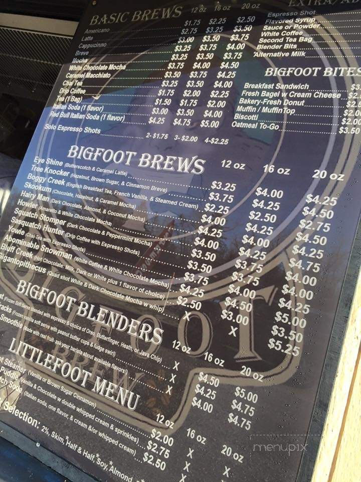Bigfoot Brew - Gold Bar, WA menu_pic