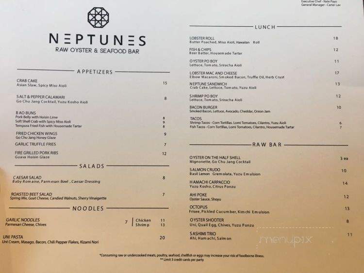 Neptunes Raw Oysters & Seafood Bar - Artesia, CA menu_pic