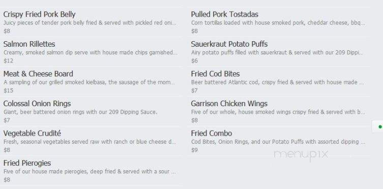 The Garrison - Fremont, OH menu_pic