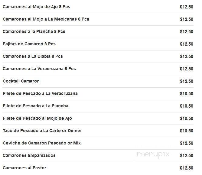 Los Cantaritos GRILL - Chicago, IL menu_pic