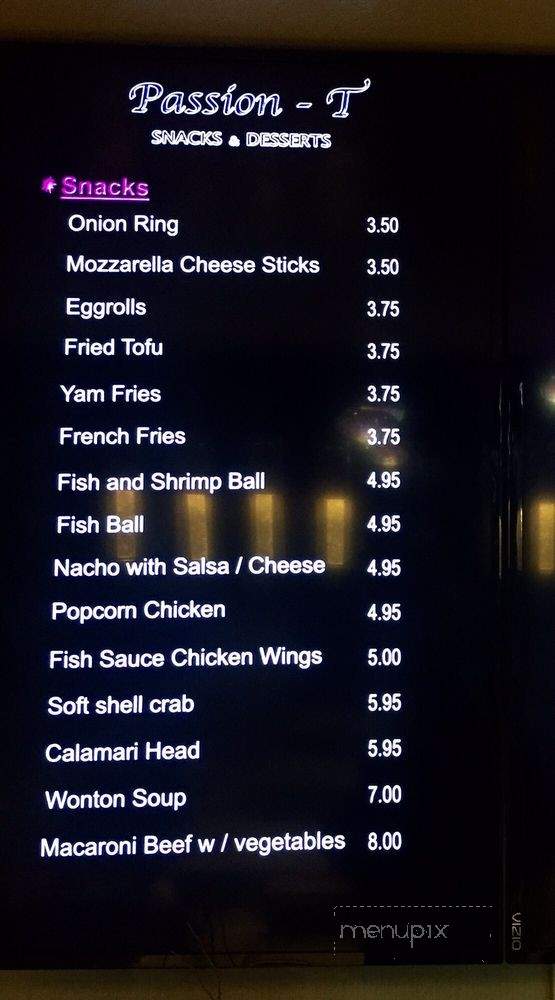 Passion-T Snacks and Desserts - San Jose, CA menu_pic