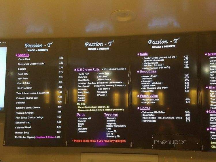 Passion-T Snacks and Desserts - San Jose, CA menu_pic