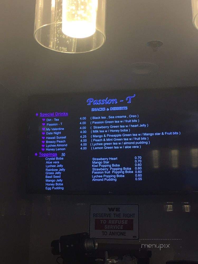 Passion-T Snacks and Desserts - San Jose, CA menu_pic